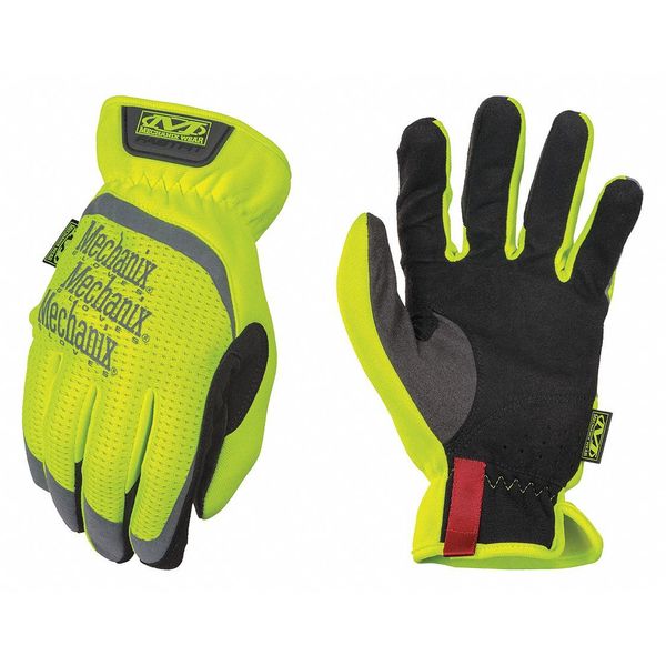 Hi-Vis Mechanics Gloves, S, Yellow, Anatomically Designed Two-Piece, Trekdry(R)