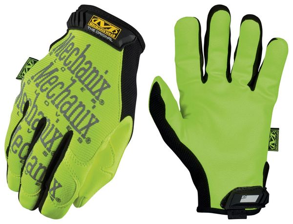 Hi-Vis Mechanics Gloves, XL, Yellow, Synthetic Leather, Trekdry(R)