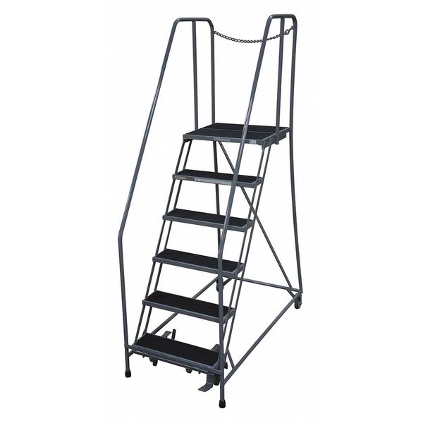 90 in H Steel Rolling Ladder, 6 Steps