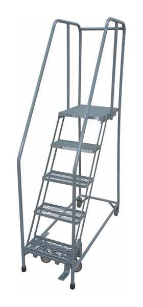 80 in H Steel Rolling Ladder, 5 Steps