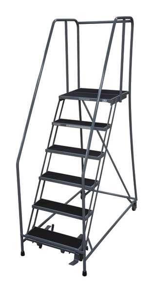 90 in H Steel Rolling Ladder, 6 Steps