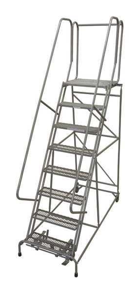 110 in H Steel Rolling Ladder, 8 Steps