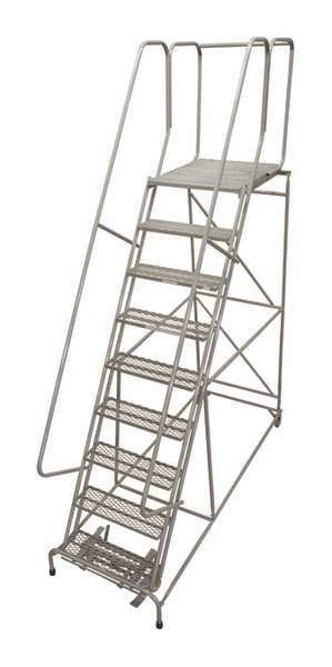120 in H Steel Rolling Ladder, 9 Steps