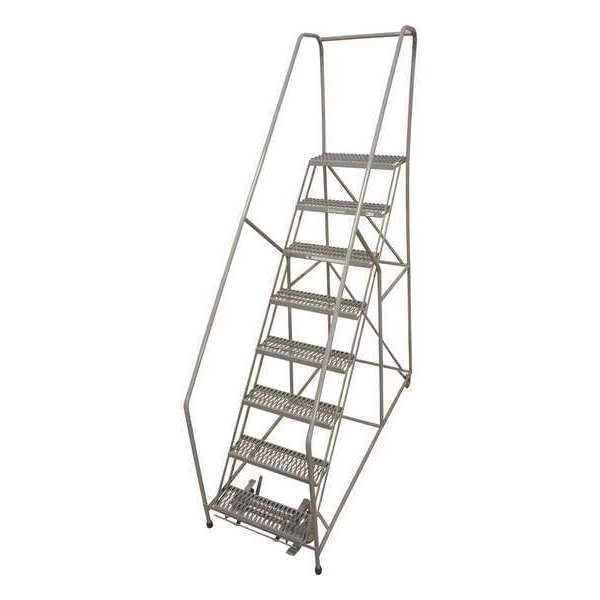 110 in H Steel Rolling Ladder, 8 Steps