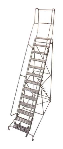 172 in H Steel Rolling Ladder, 13 Steps