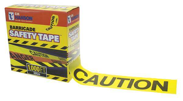 Barricade Tape, Caution, Yellow, 1000 ft