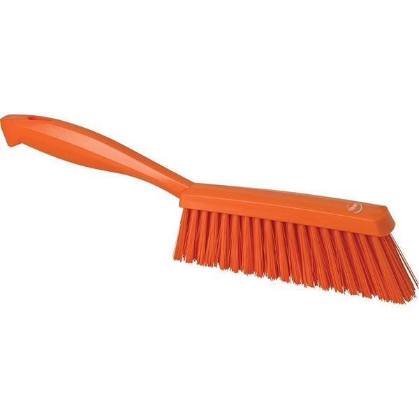 1 19/32 in W Bench Brush, Medium, 6 1/2 in L Handle, 6 1/2 in L Brush, Orange, Plastic
