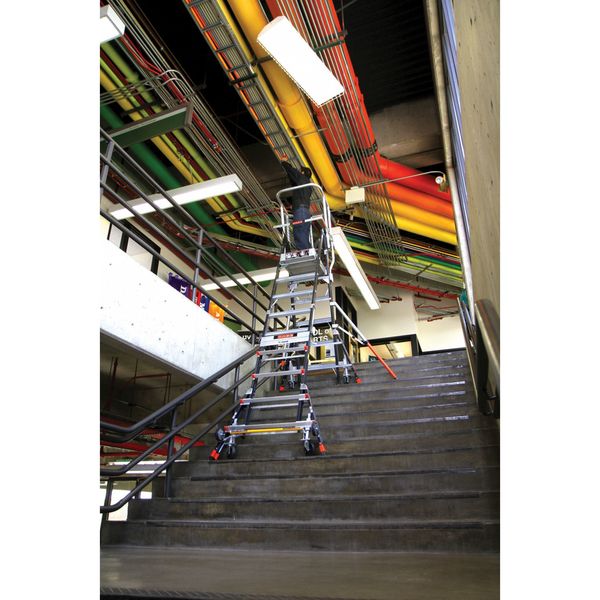 5 to 9 ft Fiberglass Adjustable Safety Cage Platform Stepladder