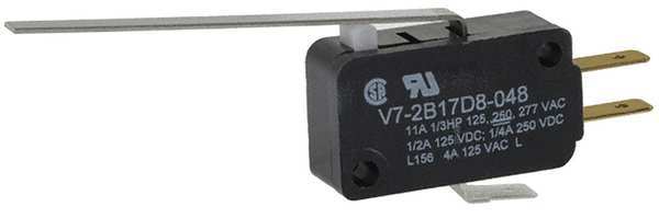 Miniature Snap Action Switch, Lever, Long Actuator, SPDT, 3A @ 240V AC Contact Rating