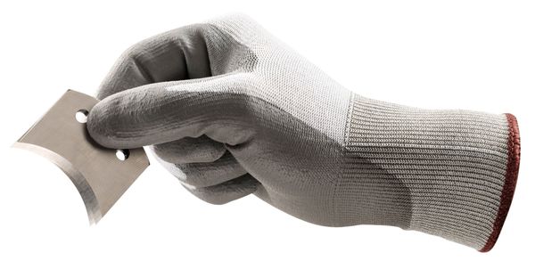Hyflex Cut-Resistant Coated Gloves, A2 Cut, Dipped, Polyurethane, Gray, Medium (Size 8), 1 Pair