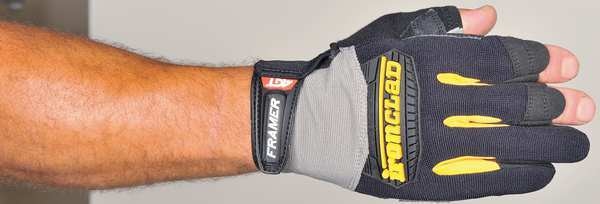 Mechanics Gloves, M, Black, Single Layer Seamless with Sewn Duraclad(TM) Patches