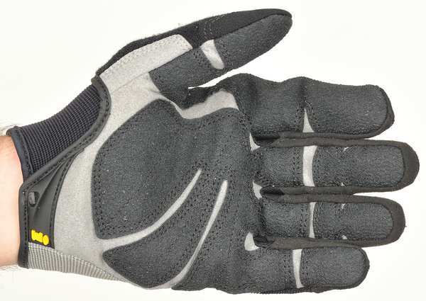 Mechanics Gloves, L, Black, Single Layer Seamless with Sewn Duraclad(TM) Patches