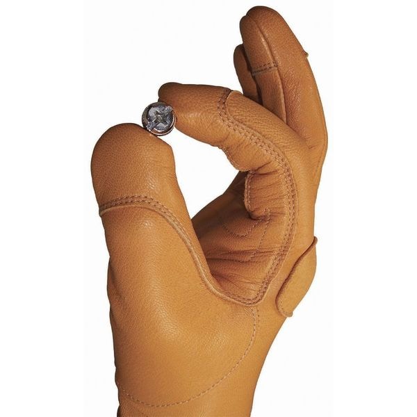 Leather 3D Pattern Gloves, Tan, L, PR
