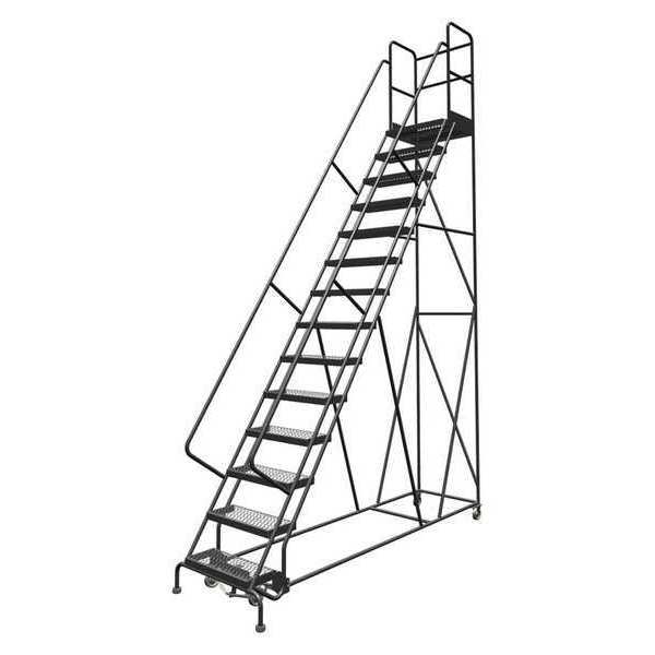 176 in H Steel Rolling Ladder, 14 Steps