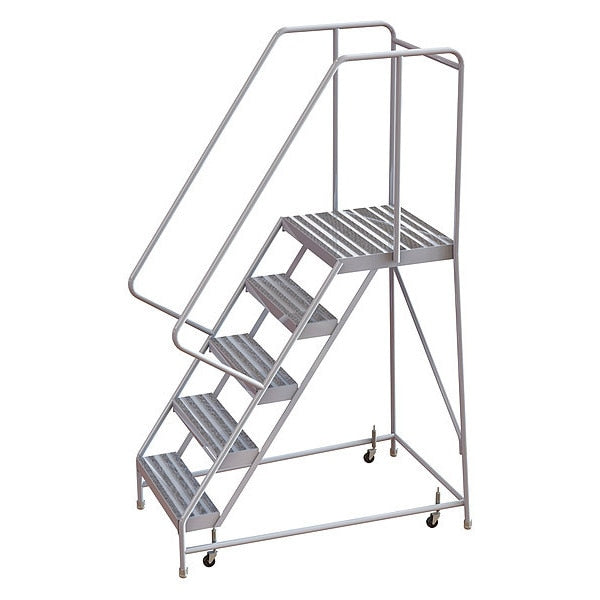82 in H Aluminum Rolling Ladder, 5 Steps