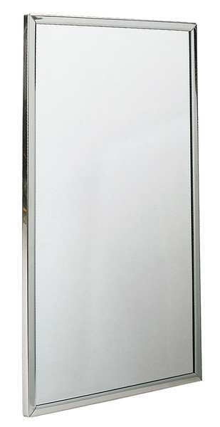 Framed Mirror, Wall Mount, 36 in H, 18 in W, 3/4 in D, Stainless Steel, Bright Annealed Finish