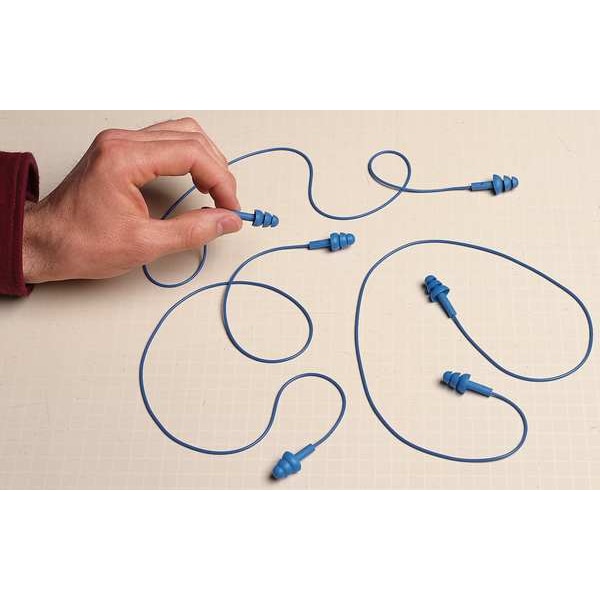 E-A-R UltraFit Reusable Corded Ear Plugs, Metal Detectable, NRR 25 dB, Blue, 1 Pair