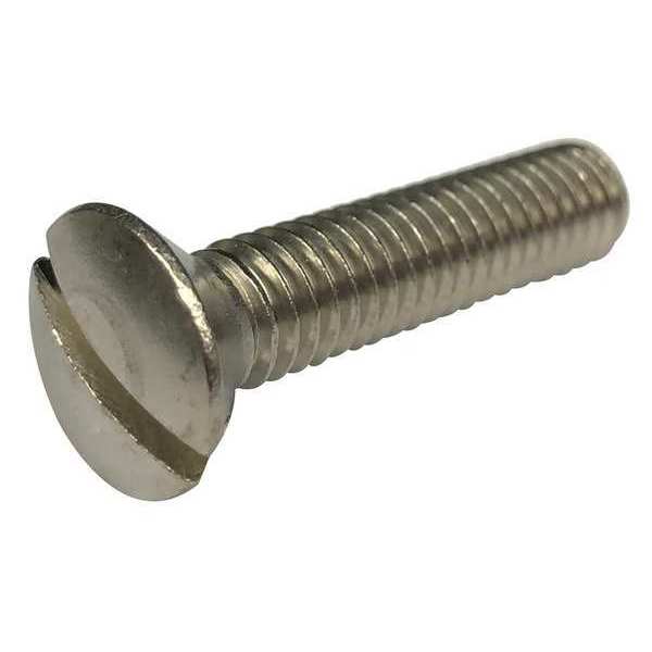#10-32 x 3/8 in Slotted Oval Machine Screw, Plain Stainless Steel, 100 PK