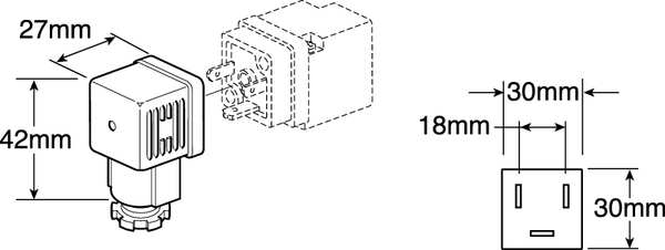 Connector, DIN 436050A, Plug Lead, Width (mm): 30