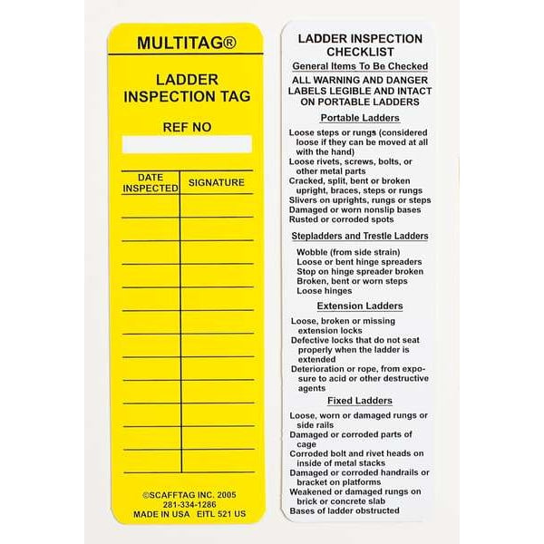 Laddertag(tm) Kit, Wht, CFR 1926.1053