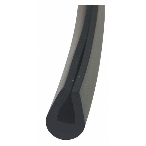Rubber Edging, neoprene, 25 ft Length, Non-Adhesive Backing, 3/16 in Overall Width, Style: D