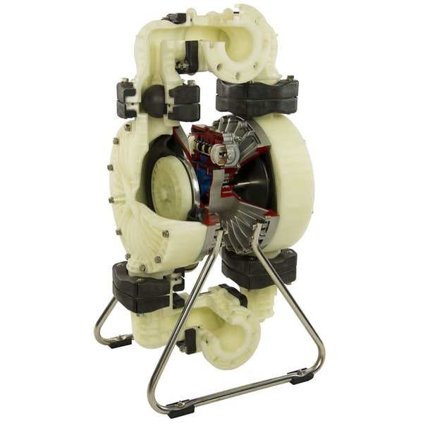 Double Diaphragm Pump, Polypropylene, Air Operated, Santoprene