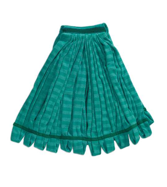 1 in Tube Wet Mop, 22 oz Dry Wt, Slide On Connection, Looped-End, Green, Microfiber