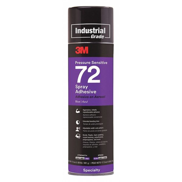 Spray Adhesive, Pressure Sensitive 72 Series, Blue, 17.3 oz, Aerosol Can