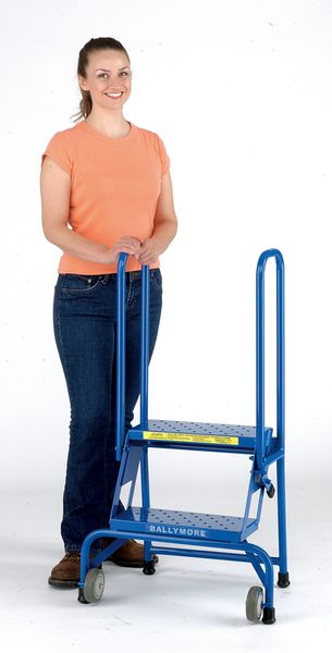 41 in H Steel Folding Rolling Ladder, 2 Steps