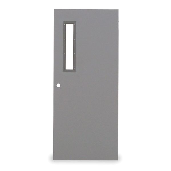 Narrow Light Steel Door with Glass, 80 in H, 30 in W, 1 3/4 in Thick, 18-gauge, Type: 1