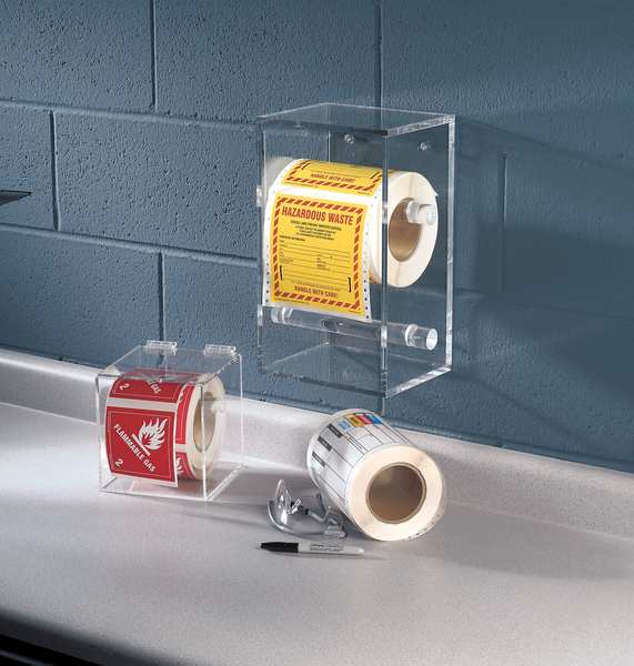 Safety Label Dispenser, Plastic, Clear, Win
