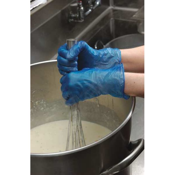 Disposable Gloves, Vinyl, Powder Free, Blue, M, 100 PK
