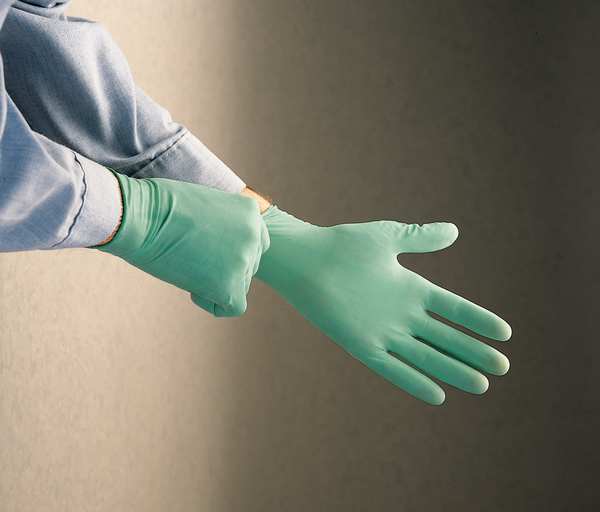 Disposable Gloves, Latex, Powdered, Green, M, 100 PK