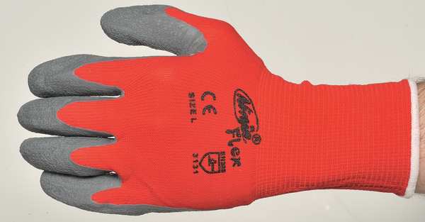 Latex Coated Gloves, Palm Coverage, Red/Gray, S, PR