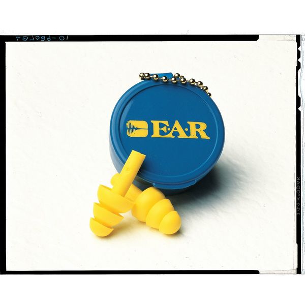 E-A-R UltraFit Reusable Corded Ear Plugs, Flanged Shape, NRR 27 dB, Blue/Yellow, 100 Pairs