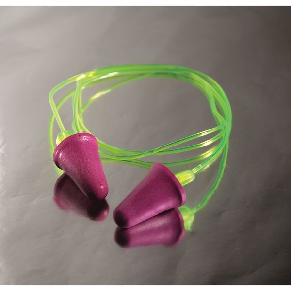Reusable Corded Ear Plugs, Bell Shape, 29 dB, 100 Pairs, Purple