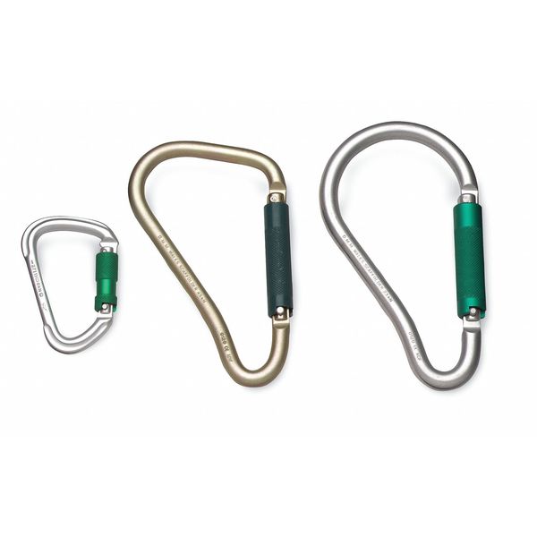 Carabiner, Twist-Lock, 8 5/8 in L, Zinc-Plated Alloy Steel, Gold