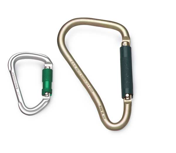 Carabiner, Twist-Lock, 8 5/8 in L, Zinc-Plated Alloy Steel, Gold