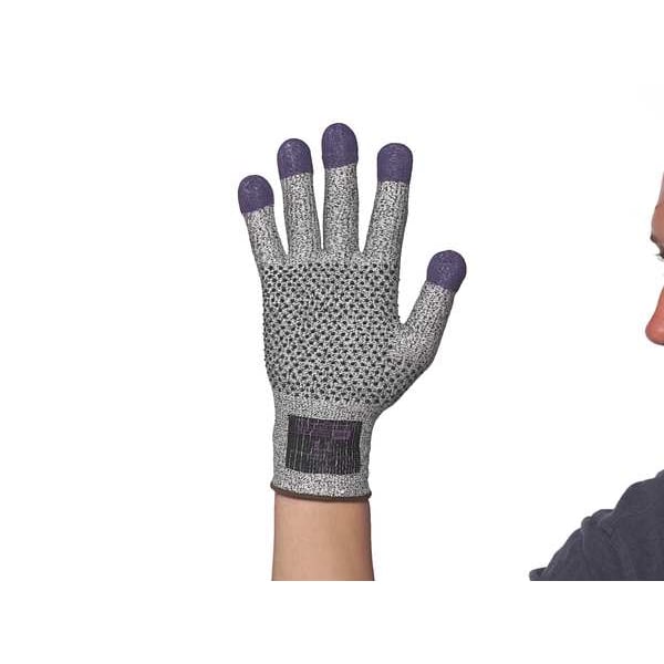 G60 Purple Nitrile Cut Resistant Gloves, Grey/Black, Purple Fingertips, Ambidextrous, M, 1 Pair