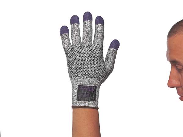 G60 Purple Nitrile Cut Resistant Gloves, Grey/Black, Purple Fingertips, Ambidextrous, LG, 1 Pair