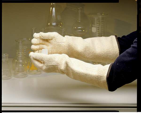 Heat Resist Gloves, White, Terry Cloth, PR