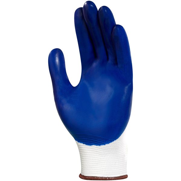 Nitrile Coated Gloves, Palm Coverage, Blue/White, L, PR