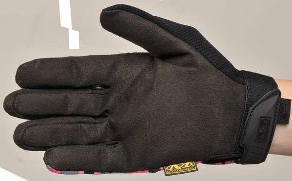 Mechanics Gloves, L, Pink Camo, Synthetic Leather, Spandex