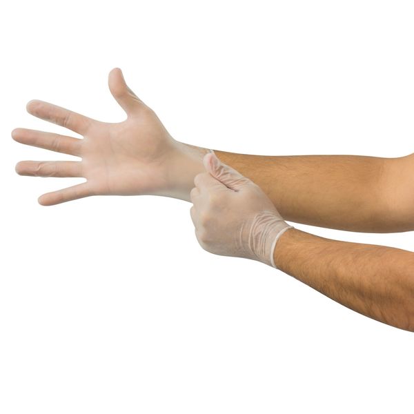 Vinyl Exam Gloves, Vinyl, Powder Free, Clear, M, 100 PK