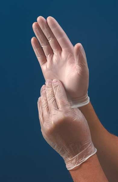 Vinyl Exam Gloves, Vinyl, Powder Free, Clear, M, 100 PK