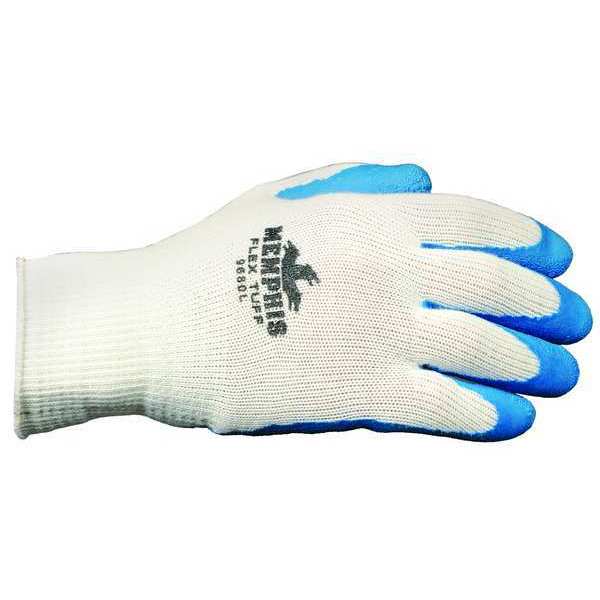 Latex Coated Gloves, Palm Coverage, Blue/White, M, PR