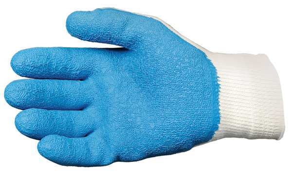 Latex Coated Gloves, Palm Coverage, Blue/White, M, PR