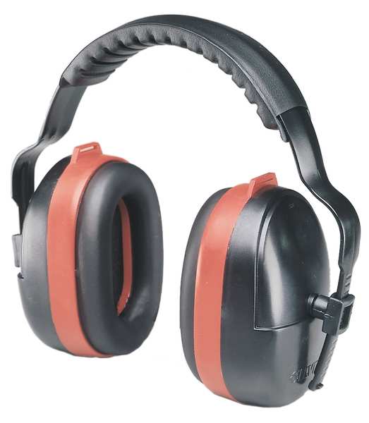 MaxiMuff Multi-Position Ear Muffs, Foldable, Dielectric, Passive Protection, NRR 28 dB, Black/Red
