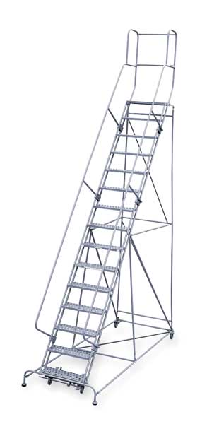 192 in H Steel Rolling Ladder, 15 Steps