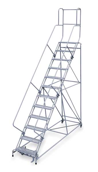 162 in H Steel Rolling Ladder, 12 Steps